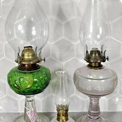 Glass Hurricane Oil Lamps (3)