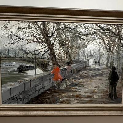 Dino Zampogna Signed 'Paris Street Scene' Framed Oil Painting 