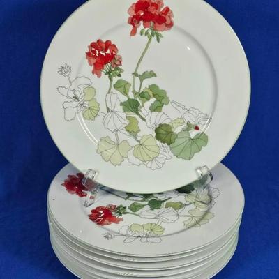 Block Spal Watercolors 'Geranium' Dinner Plates (8) By Mary Lou Goertzen 