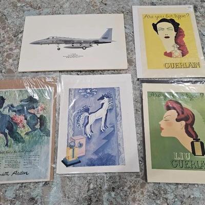 U.S. Air Force F-15 McDonnell Aircraft (1) Vintage Perfume Magazine (4) Art Prints