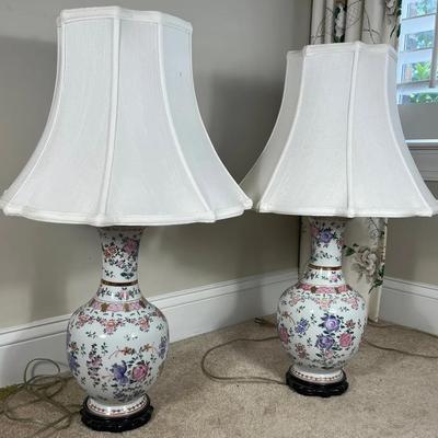 Porcelain Floral Table Lamps (2)