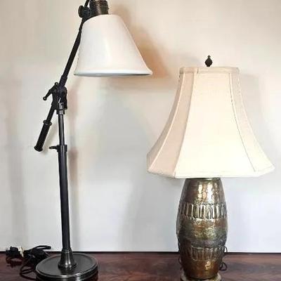 Directional Desk Lamp (1) + Raku Pottery Table Lamp (1)