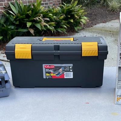 Tool Box of Glass Art Supplies (1), Dremel MultiPro (1) + Dremel Drill Press (1)