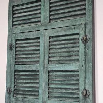 Rustic Wooden Green Window Shutter Decor 