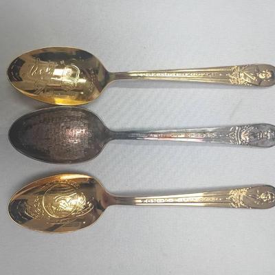 Vintage Commemorative Silver & Gold Spoon Collection – Historical Figures & Events, 36-Piece Set 