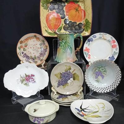 Hand-Painted Grape & Fruit Porcelain Collection