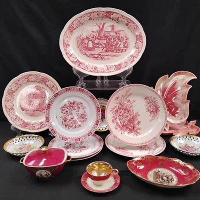Vintage Red China Pieces 
