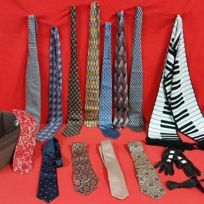 Silk Ties- Leather Gloves-1981 Vintage Scarf + More