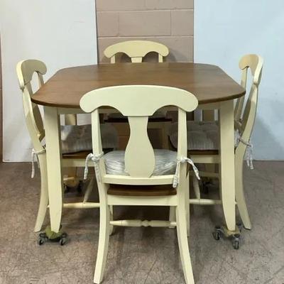 Two-tone Dining Table W/ Napoleon Style Dining Chairs 