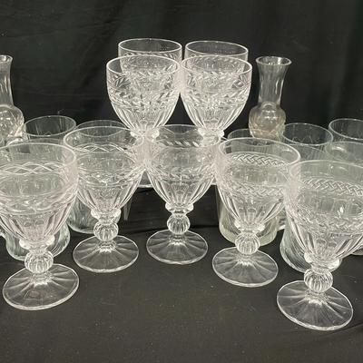 (12) Crystal Goblets and (16) Vintage Arcoroc Canterbury Crocus Mugs   