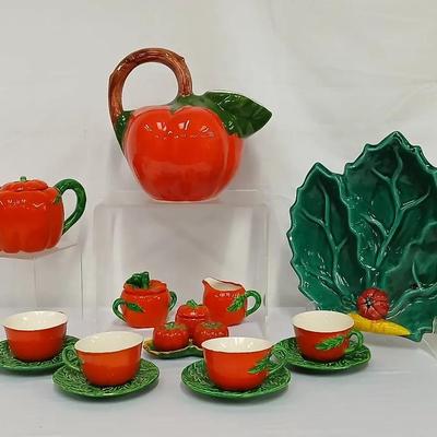  Tea Set by Maruhon- Occupied Japan + Vallauris Leaf Plate