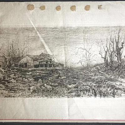 Stephen Parrish (1846–1938) "November" Etching on Silk