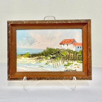 Original Coastal Scene Oil Painting Signed N. Raymand