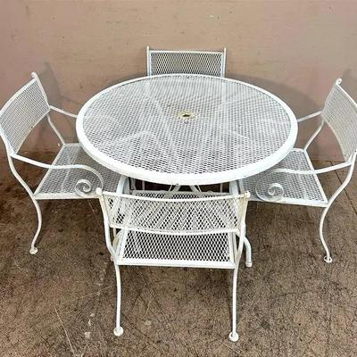 Vintage Wrought Iron Patio Dining Set – 5 Piece (Table & 4 Chairs)