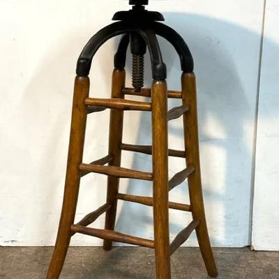 Antique Industrial Adjustable Drafting Stool 