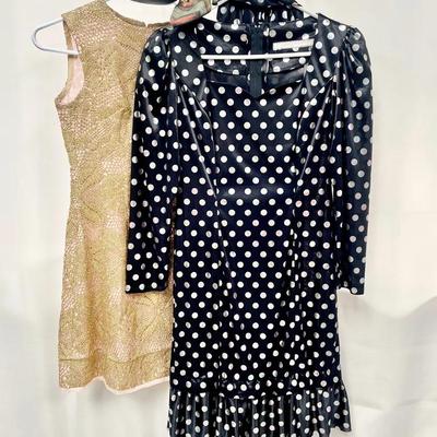 Vintage Polka Dot Dress, Jacques Levine Stilettos & Gold Lace Midi
