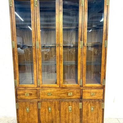 Mid-Century Modern Display Cabinet with Brass Accents
