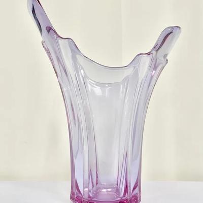 MCM Val Saint Lambert Asymmetric Vase Pink/Purple 13.5”