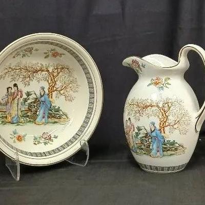 Asian Wash Basin with Matching Pitcher