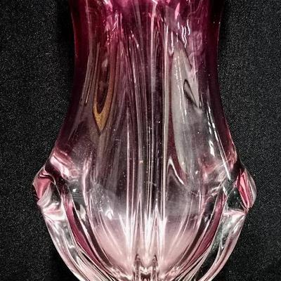 Mid-Century Murano-Style Art Glass Vase – Cranberry to Clear Sommerso Form
