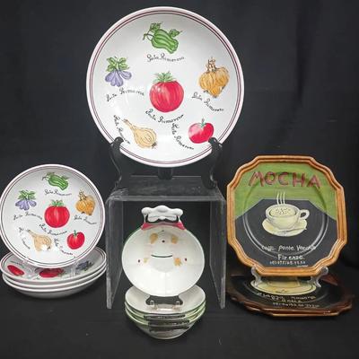 Italian-Inspired Kitchen Collection – Pasta Primavera Serving Set, Chef Bowls & Café Wall Plates
