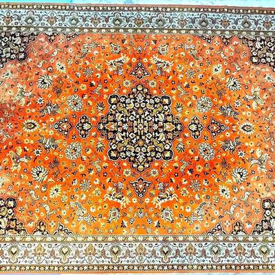 Extra Large Vintage Persian-Style Wool Rug with Central Medallion