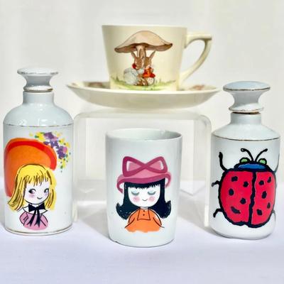 Vintage Ceramic Collectibles Feat. Japanese Anime Themed Cork Top Vase