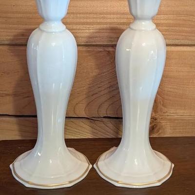 Lenox White And Gold Classic Collection candlestick