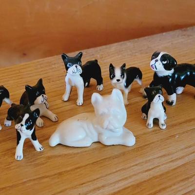 Small Ceramic Boston Terrior Bully Dog Figure Lot