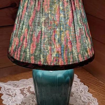Cute Little Green Table Lamp With Colorful Pleated Lampshade 