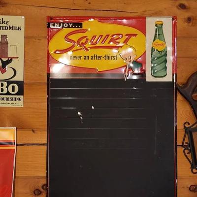Squirt Soda Chalk Board Sign Vintage 