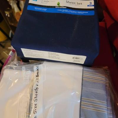 Twin Sheets 3 Sets Blue and Striped
