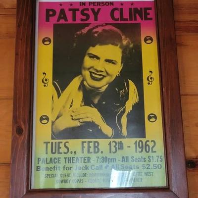 Patsy Cline 1962 Concert Poster Jack Call Benefit Concert Framed