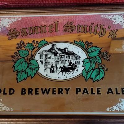 Samuel Smiths Old Pale Ale Mirror Glass Sign Vintage 