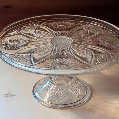 Antique EAPG Pedestal Based Cake Stand, Isis Pattern,