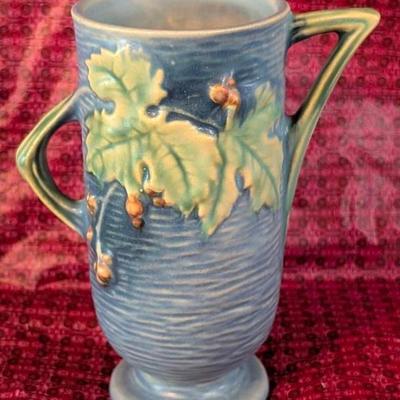 Antique Roseville Blue Bushberry Vase, No. 29-6"