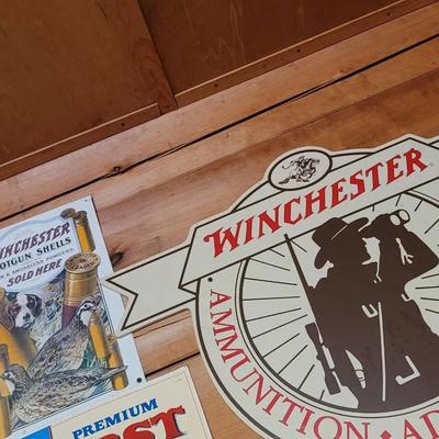 2pc Winchester Ammo Advertising Signs - Currently Mounted