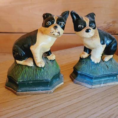 Cast Iron Boston Terrior Dog Book Ends 