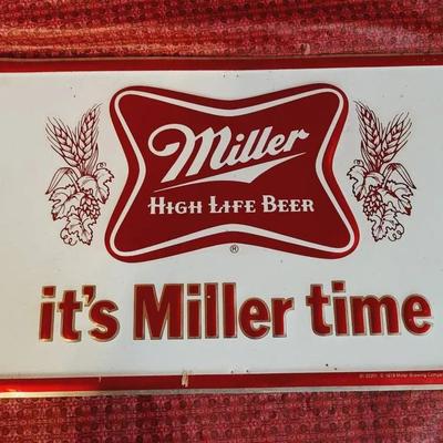 1978 Miller High Life Beer Metal Advertising Sign
