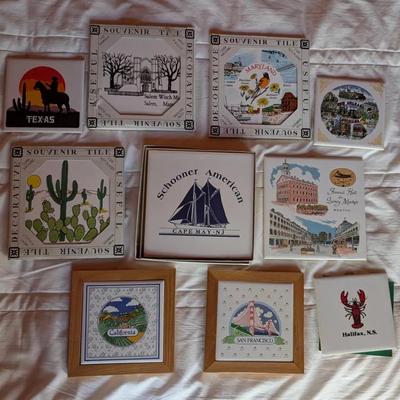 Collection Of Souvenir Tiles Of Various Shapes And Places
