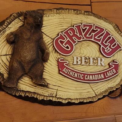 Grizzly Canadian Lager Wall Sign Plastic 