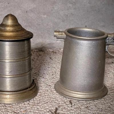 Two Vintage Metal Beer Steins 