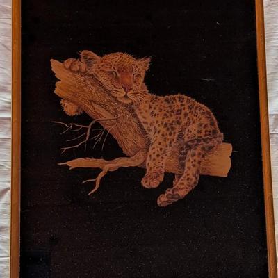 Vintage Foil lithograph of a sleeping leopard