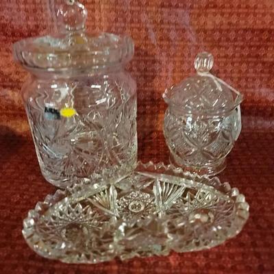 Cut Crystal And Eapg Biscuit Jar Jam Jar And Relish Condiment