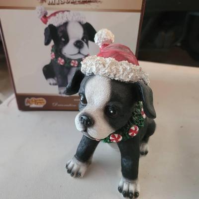 Boston Terrier Christmas Mischief Figure Cracker Barrel