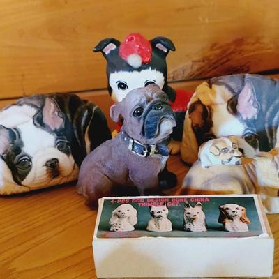 Boston Terrior Cloth Ceramic Resin Bully Dog Figures