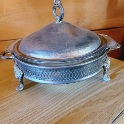 Silver Plate And Glass Serving Dish