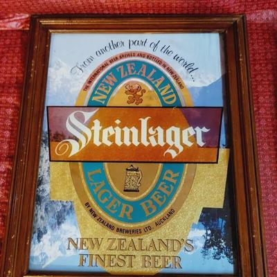 Steinlager New Zealand Beer Reverse Glass Advertising Sign