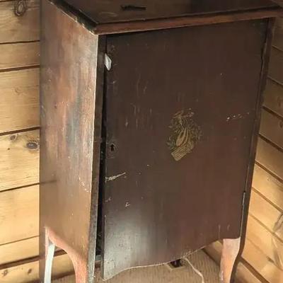 Antique Sheet or Record Music Cabinet w/ Beveled Mirror