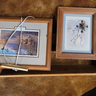 Country Prim Duck Cabin Shelf And Art 3pc